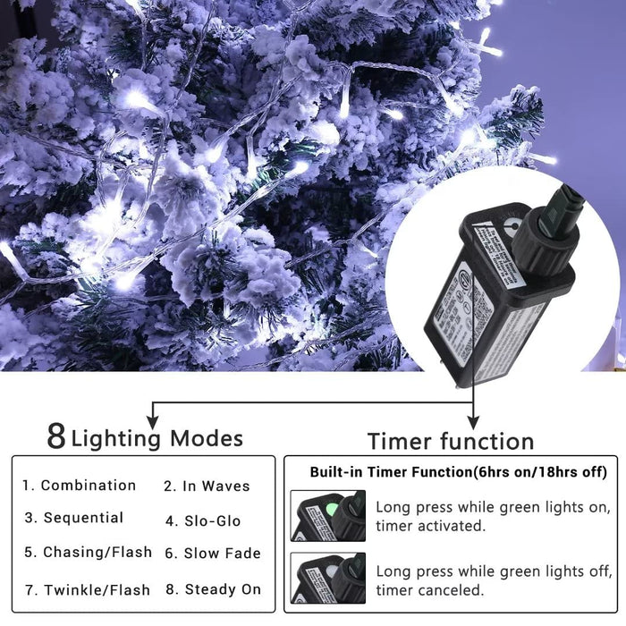 LED Christmas Lights Indoor Outdoor, 76 Feet 200 LED 8 Modes Fairy Str —  CHIMIYA