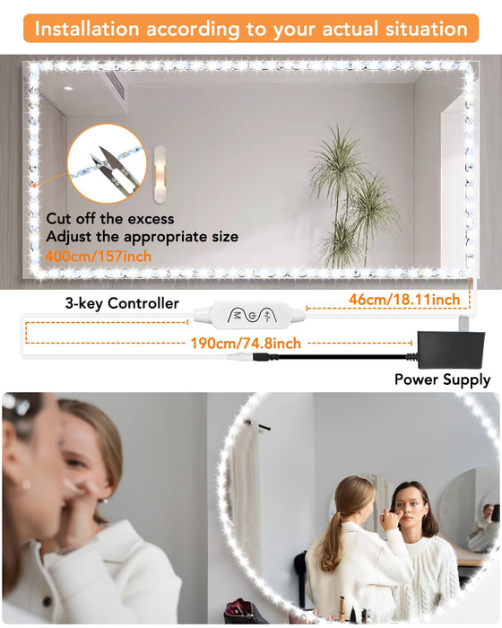 Consciot LED Vanity Lights For Mirror, Hollywood Style Vanity Lights With  10 Dimmable Bulbs, Adjustable Color & Brightness, USB Cable, Mirror Lights