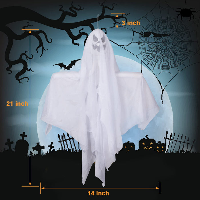 3 Pack Hanging Ghosts Halloween Decor, Cute Halloween Decorations Outdoor Or Indoor, Flying Ghost For Trees, Patio, Balcony