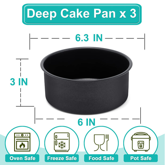 E-far 6 x 3 Inch Cake Pan Set of 3, Nonstick Stainless Steel Small Rou —  CHIMIYA