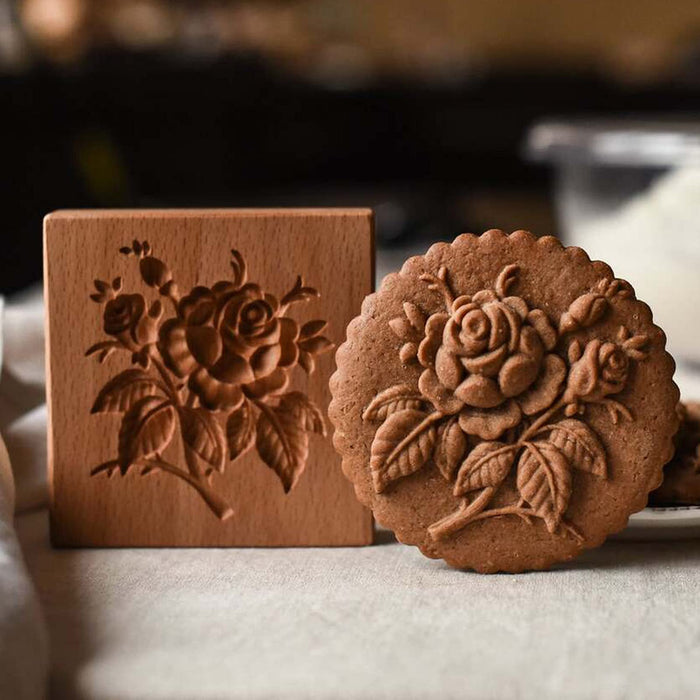 Cookie Stamp Molds for Springerle, Tragacanth, Marzipan, Russian Pryanik, Gingerbread, Lebkuchen and Tirggel (Provance Rose)
