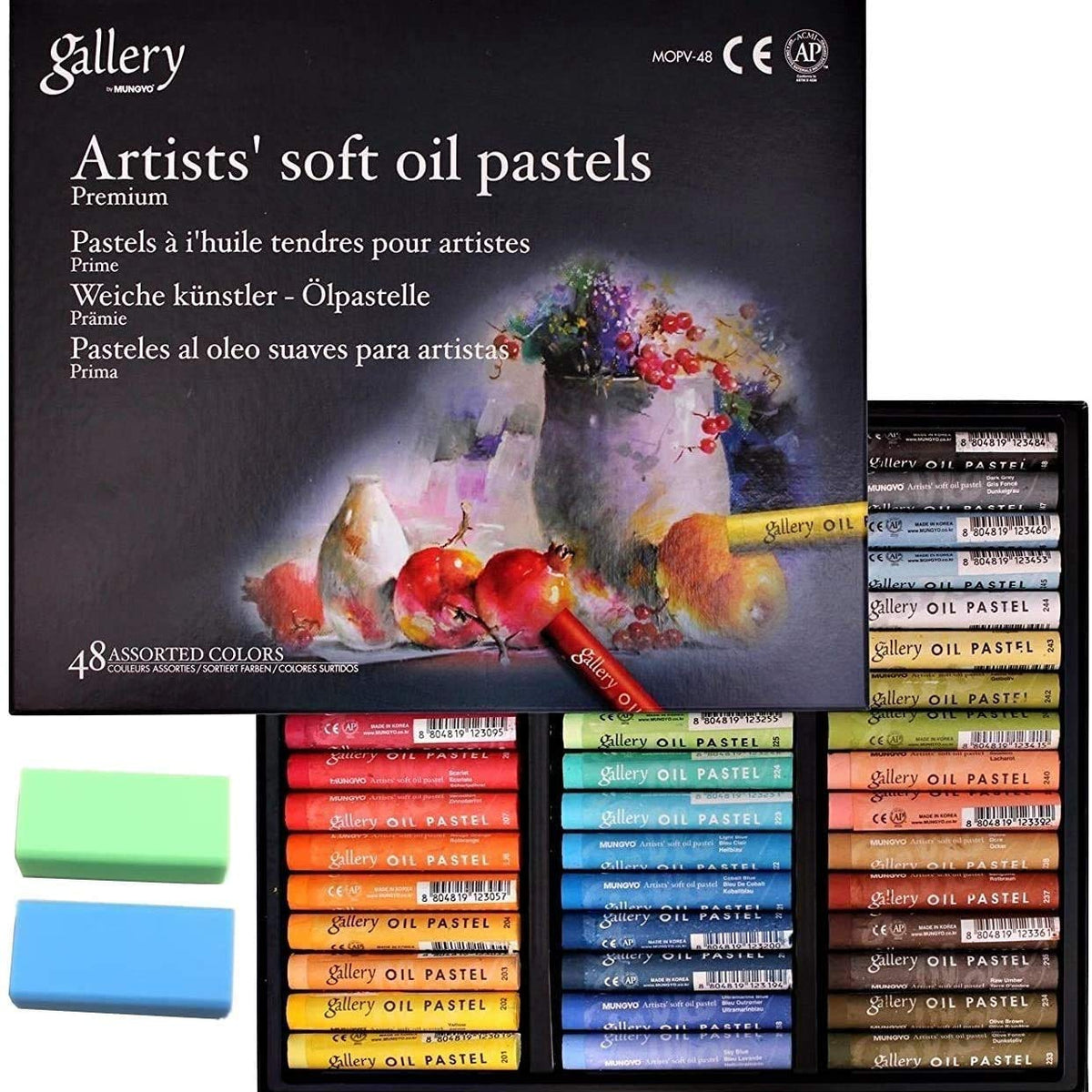 Mungyo Gallery Soft Pastel Squares Cardboard Box Set of 48 - Assorted Colors