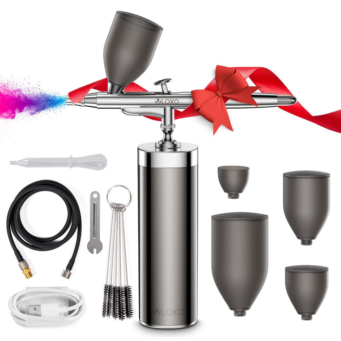 Upgraded Airbrush Kit, Portable Mini Air Brush Spray Gun with Compressor  Kit Single Action Air Brush Painting Kits(Black)