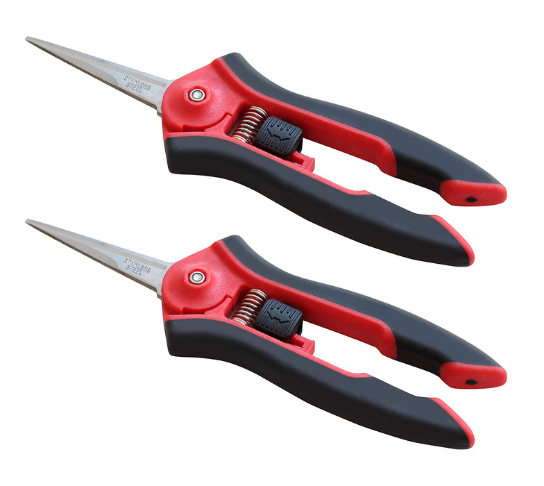 TABOR TOOLS 2-Pack Micro-Tip Pruners with Straight Blades and Fine Tip, Florist Scissors, Garden Snips with Stainless-Steel Non-Stick Precision Blades (2 Pack) (K27A)