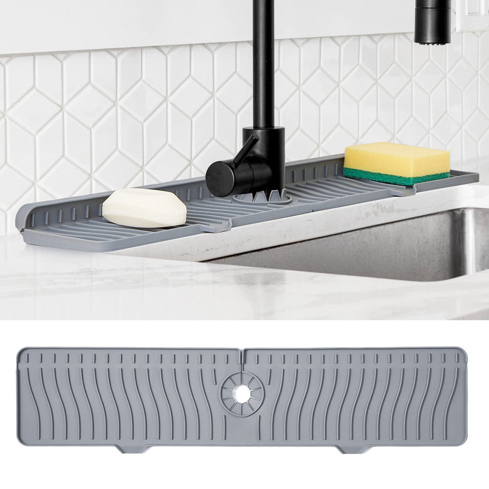 Kitchen Sink Splash Guard, Silicone Sink Faucet Mat Handle Drip Catcher Tray  Behind Faucet, Durable Sink Draining Drying Pad For Kitchen Counter[black