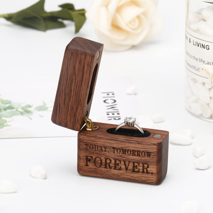 Yookin Wooden Ring Box Portable Ring Box Wood Ring Case Engagement, Proposals,Wedding Ceremony Jewelry Display Ring Box