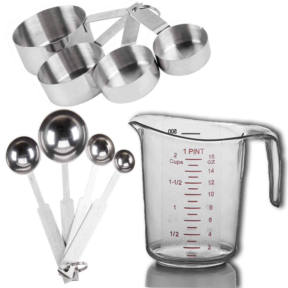 Stainless Steel Measuring Cups And Spoons Set With Walnut Handle For D —  CHIMIYA