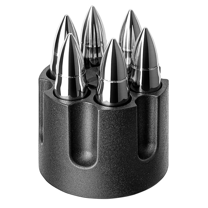 WHISKEY STONES EXTRA LARGE 6 PCS. STAINLESS STEEL SILVER BULLETS with —  CHIMIYA