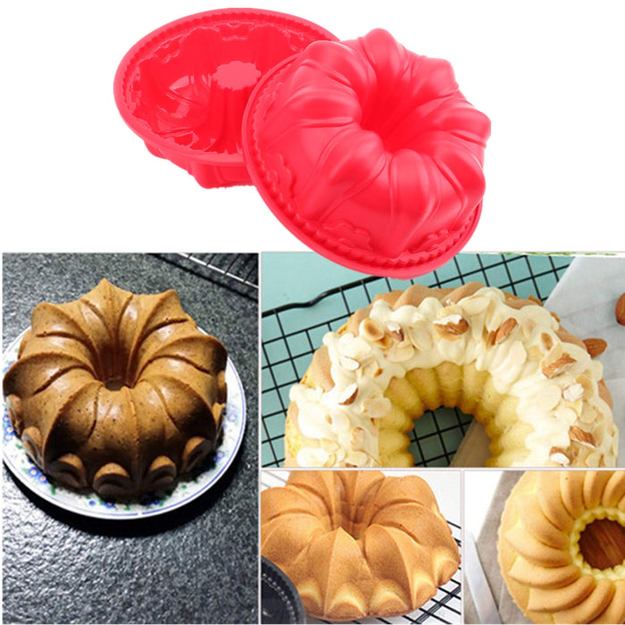 2 Pack Silicone Bundt Cake Pan, Fluted Pound Jello Baking Molds