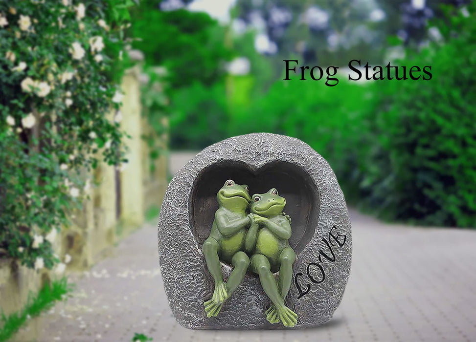 Artisan Flair Lover Frog Statues for Garden - Resin Frogs Couple