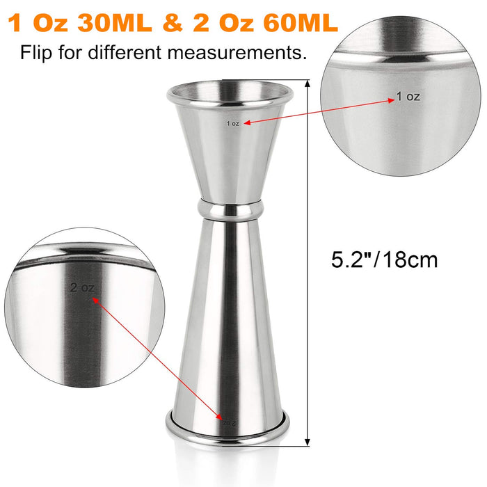 Stainless Steel Jigger Bar Craft Dual Spirit Measure Cup Double