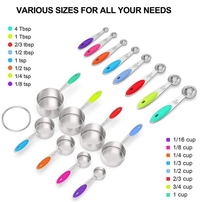 Wildone Black Measuring Cups & Spoons Set of 21 - Includes 7 Stainless  Steel Nesting Measuring Cups, 8 Measuring Spoons, 1 Leveler & 5 Mini  Measuring