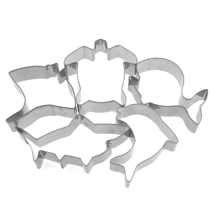 LAWMAN Ocean Creature Cookie Cutter Dolphin Shark Whale Sea-turtle Stingray Candy Biscuit Fondant Pastry Baking 5 pcs set