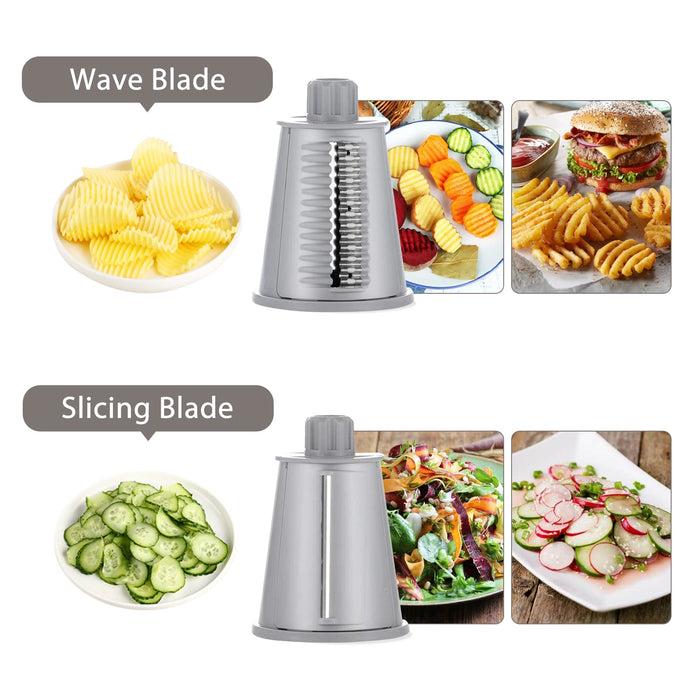 Ourokhome Rotary Cheese Grater Shredder - 5 Blade Drum  Vegetable Slicer Potato Wavy Cutter