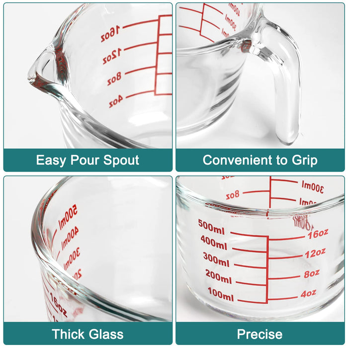 3-size Bpa-free Borosilicate Glass Measuring Cup Set - Precise