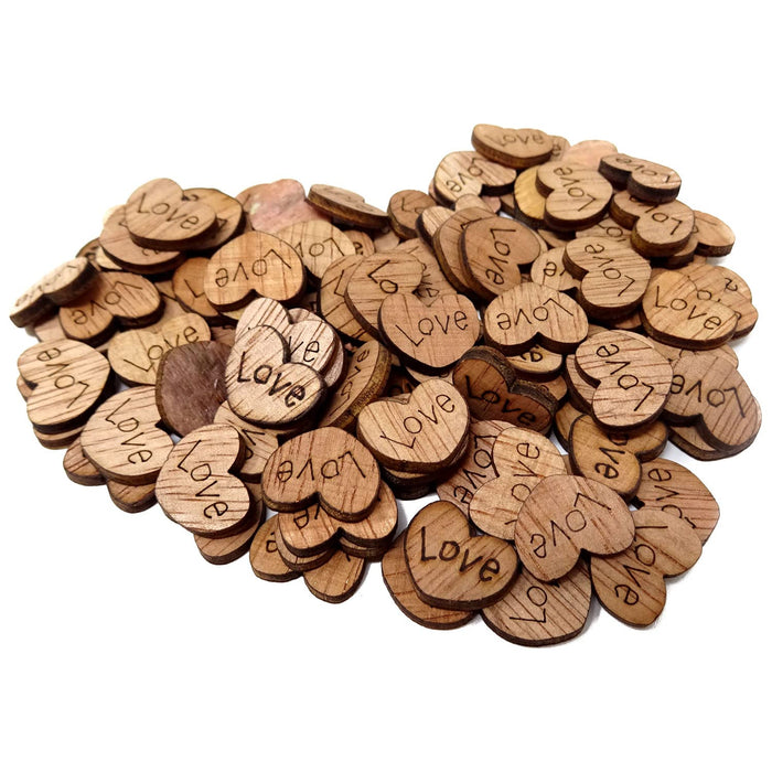 500 Pcs Rustic Wooden Love Heart Wedding Table Scatter Decoration