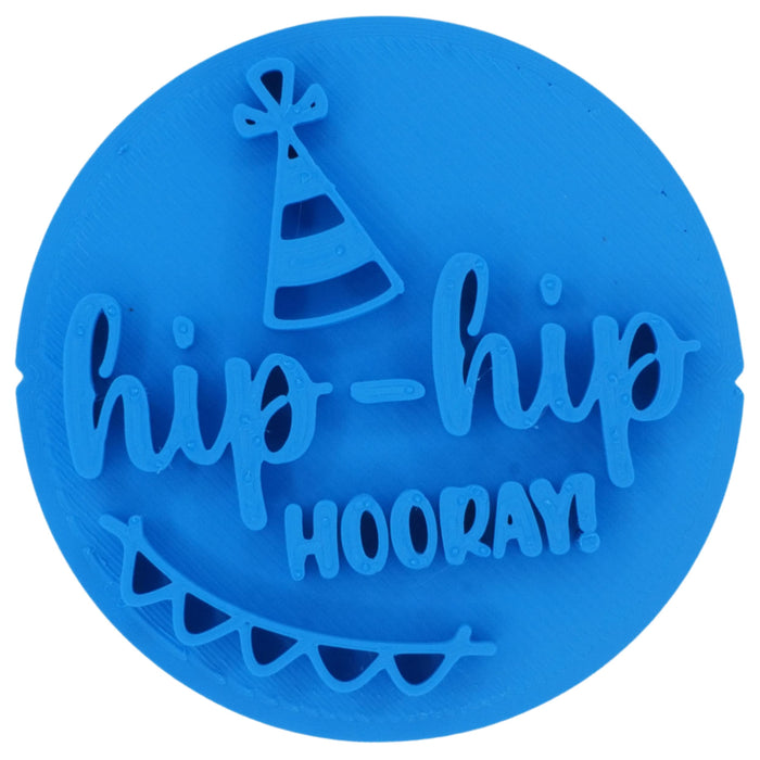 Hip Hip Hooray Party Cookie Stamp Fondant Embosser 6cm (2.36 inches) Made in the UK for Baking, Cooking, Fondant, Icing, Cupcake, Cookie, Cake, Biscuits, Decoration