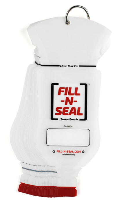 (25) 2.5oz Heat Sealed Travel Pouches by Fill-N-Seal, TSA Compliant, No Funnel Need, Resealable, Disposable, BPA Free