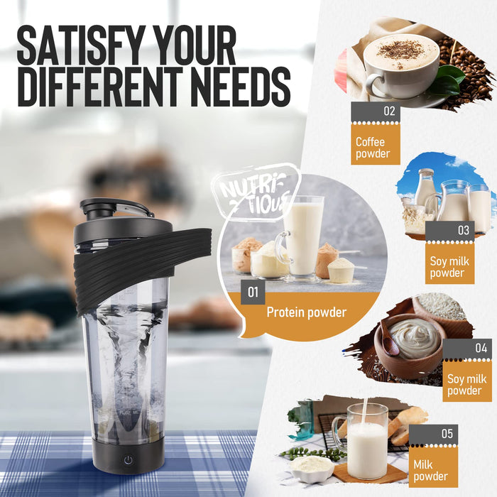 Electric Protein Shaker Bottle - 28oz USB Rechargeable