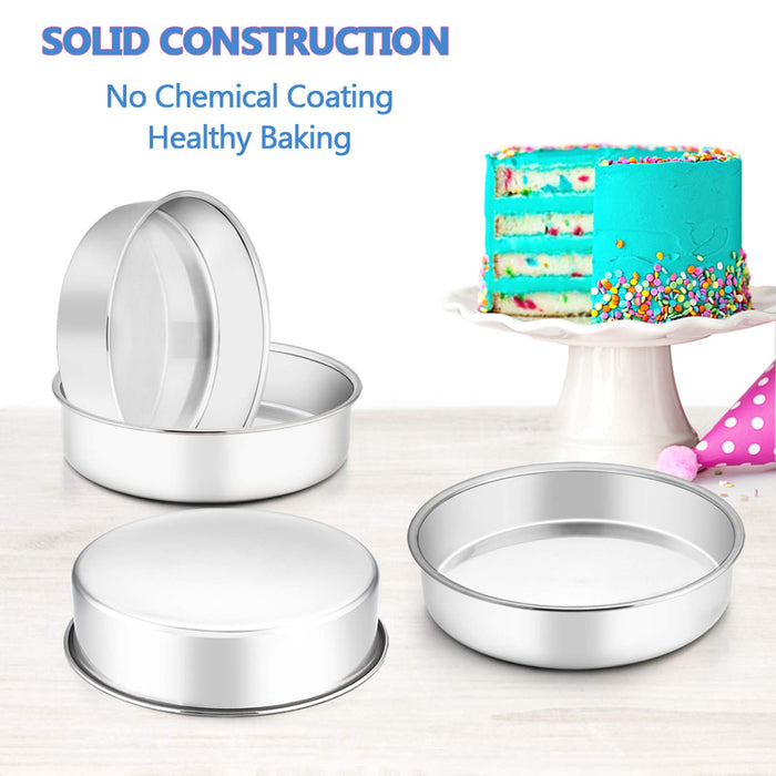 E-far Cake Pan Set of 3 (4 inch/6 inch/8 inch), Stainless Steel Small Round  Layer Cake Baking Pans, Perfect for Tier Smash Cake, Non-Toxic & Healthy