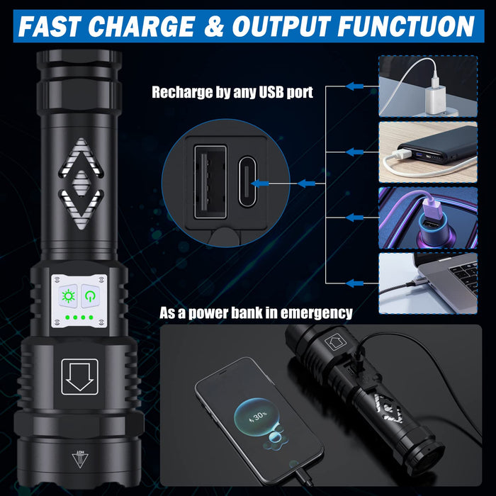 Powerful 5LED Ultra Bright Flashlight Rechargeable High Power Led