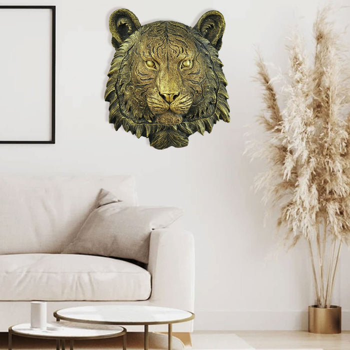 kaiwern Animal Head Wall Decor, Resin Lion/Leopard/Wolf/Tiger/Bear Head Wall Hanging Art Wall Sculptures TV Background Home