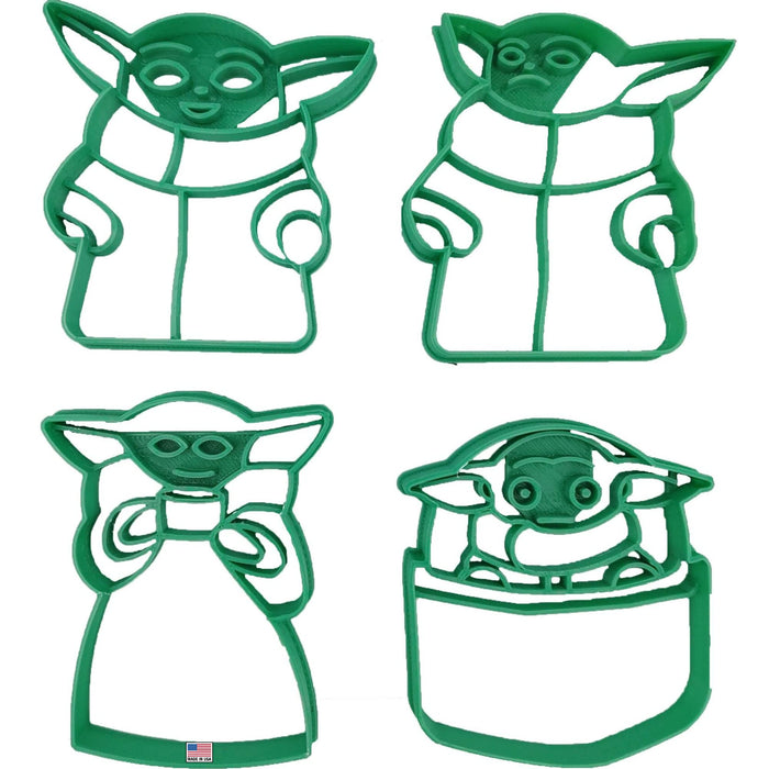 INSPIRED BY STAR WARS YODA COOKIE CUTTERS. Inspired By Little Yoda in a Pod, with Coffee/Soup Cup, Happy/Smiling and Frowning