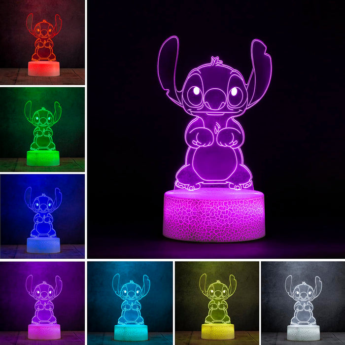 Stitch Night Light, 3D LED Stitch Toys with Smart Remote Control 16 Color Stitch  Lamp for Christmas Stitch Gift, Kids Room Decoration, Holiday Gifts 