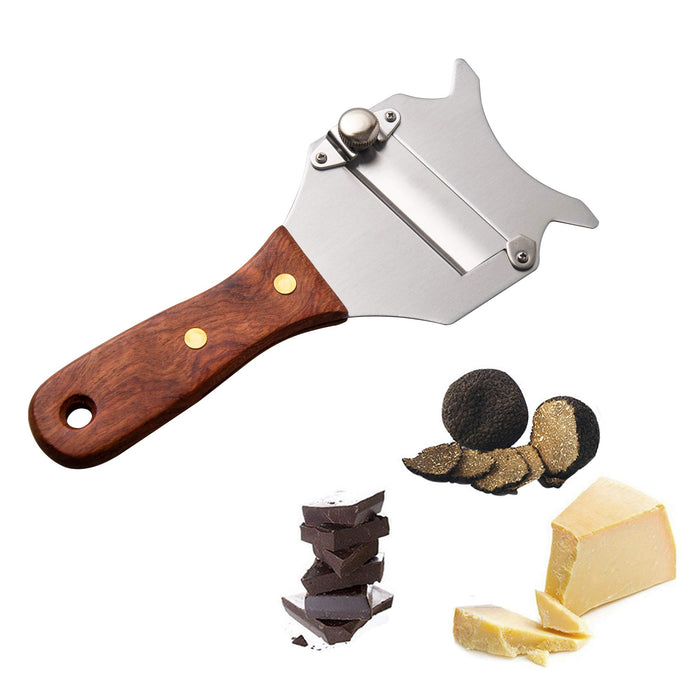 IMEEA Truffle Slicer Shaver Stainless Steel Chocolate Cheese Shaver Grater Curler with Adjustable Smooth Blade and Wood Handle