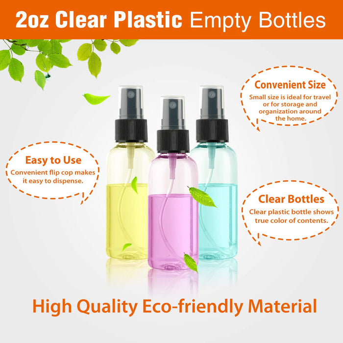 Clear Plastic Empty Fine Mist Spray Bottles Refill Pump Travel Reuse