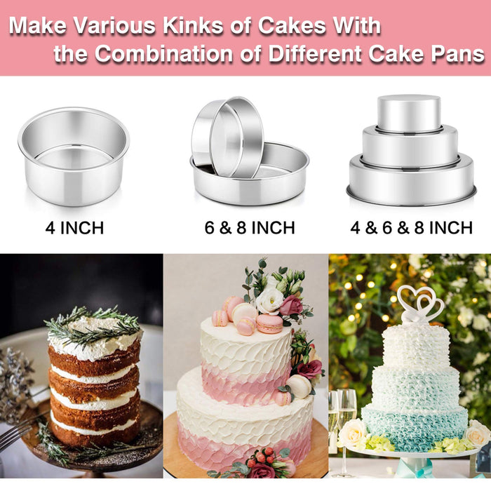 8 Inch Cake Pan Set, P&P CHEF 2-Pieces Stainless Steel Round Oven Baking  Pans for Birthday Wedding, Heavy Duty & Non Toxic, Mirror Polished 