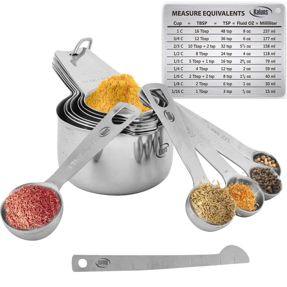 Stainless Steel Measuring Cups, Laxinis world 5 Piece Stackable Measuring  Set (1)