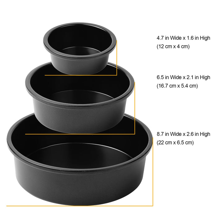 NonStick Cake Pan Carbon Steel, Deep Round Cake Pans , 3 Sets 4 6 8 in —  CHIMIYA