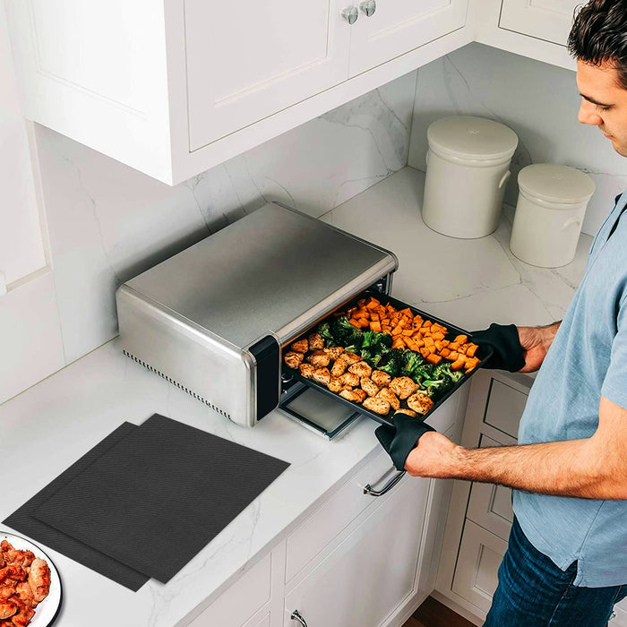 3Pcs Air Fryer Liners, Non-Stick Oven Mat Compatible Ninja Foodi