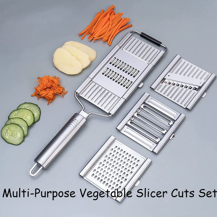 Multi-Purpose Vegetable Slicer Peeler Stainless Steel Grater Shredder Cut  Set~~