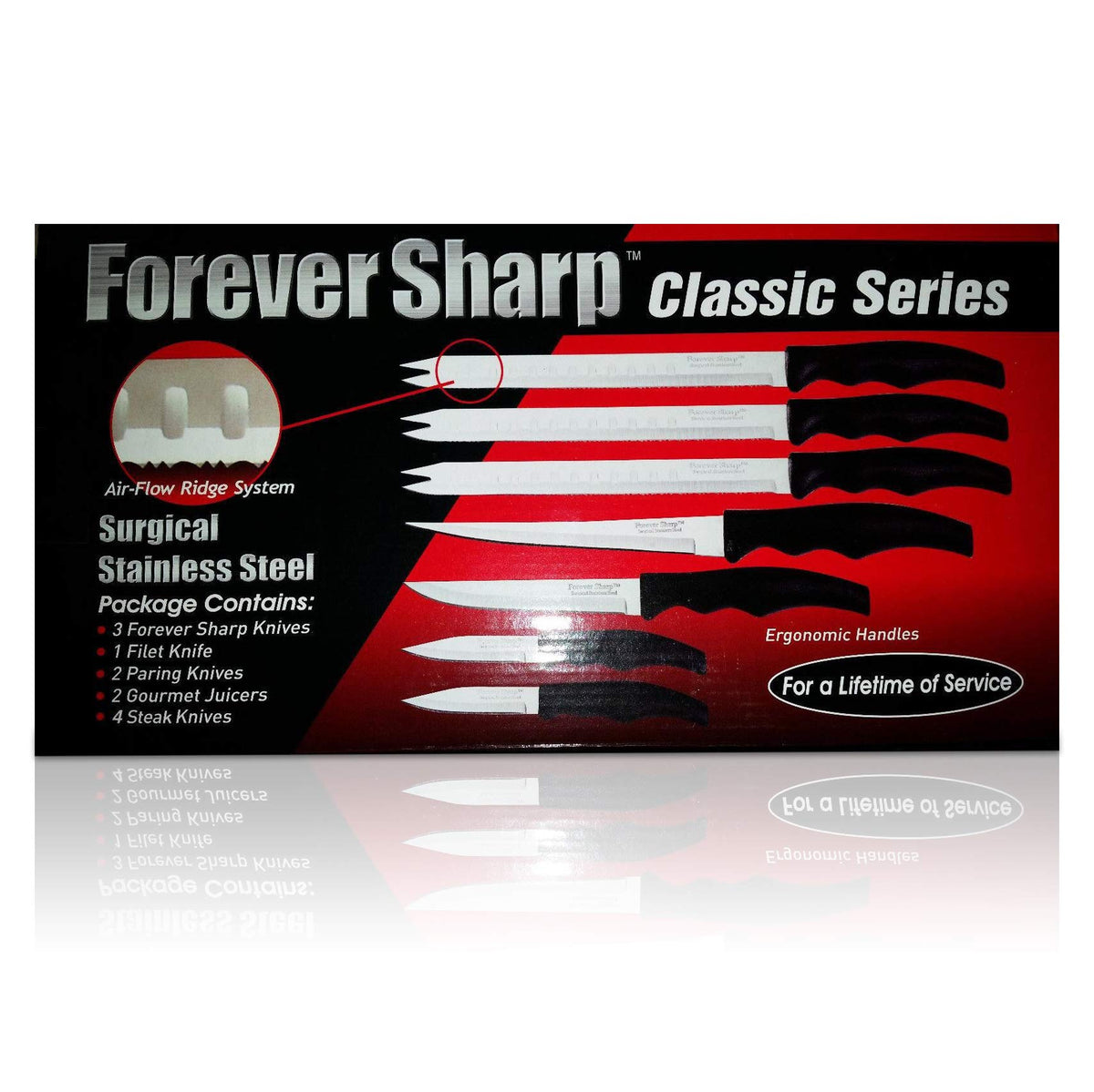 Forever Sharp Classic Series 8 Piece Knife Set Surgical Stainless