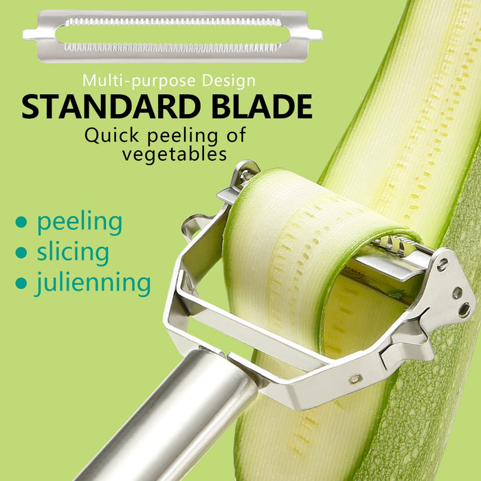 Peeler Stainless Steel Cutter Slicer with Cleaning Brush for