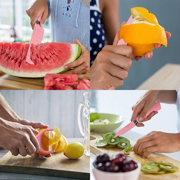 6pcs/set Stainless Steel Kitchen Knife Set Slicing Knife Meat Cleaver Fruit  Knife Chef Knives with Scissors Peeler