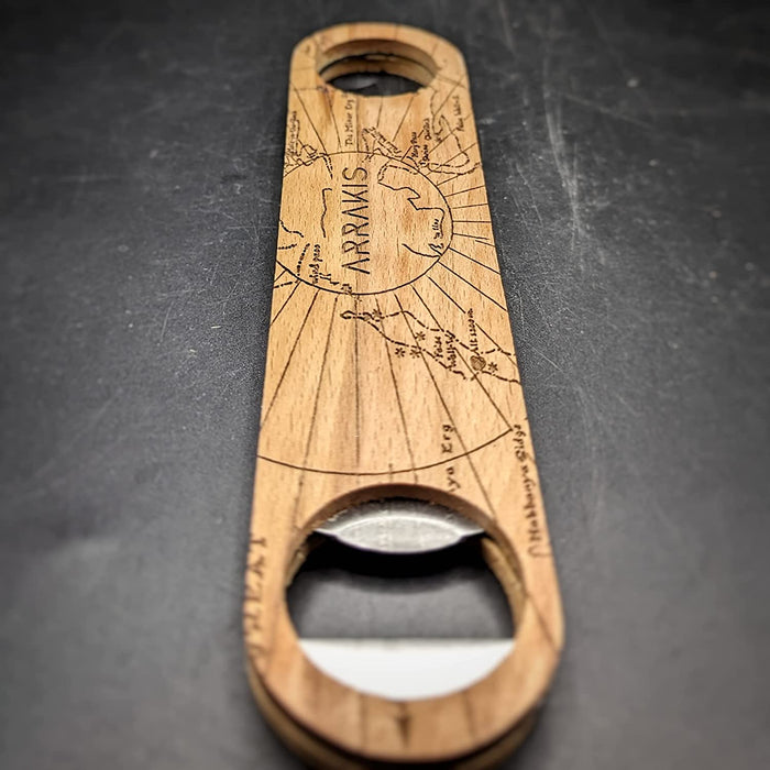 MAP OF ARRAKIS Engraved Wood Bottle Opener | Inspired by Sandworms and Muad'dib | Double Sided Engraving | Great Atreides  Idea!