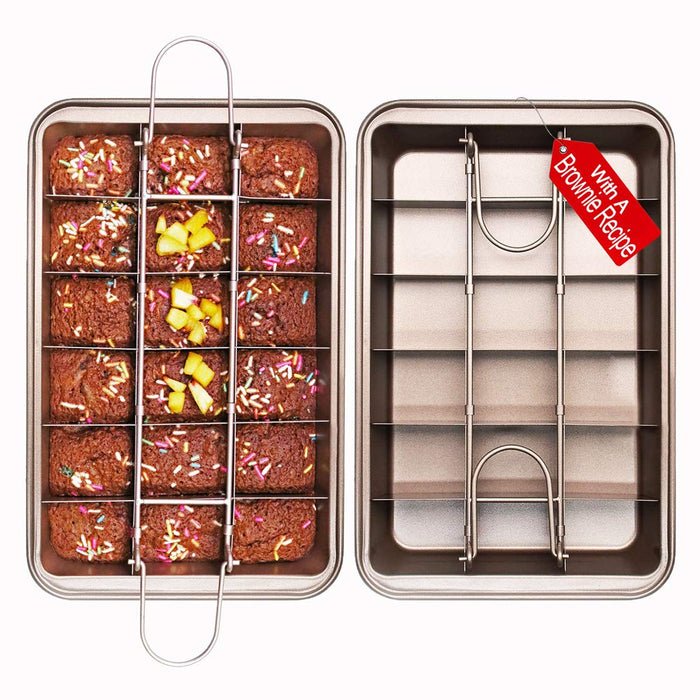 18 Cavity Nonstick Brownie Pan Baking Tray With Divider Carbon