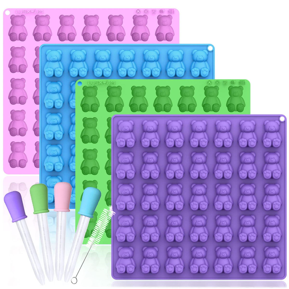 150 Cavities / 3 Trays Gummy Bear Candy Molds Silicone