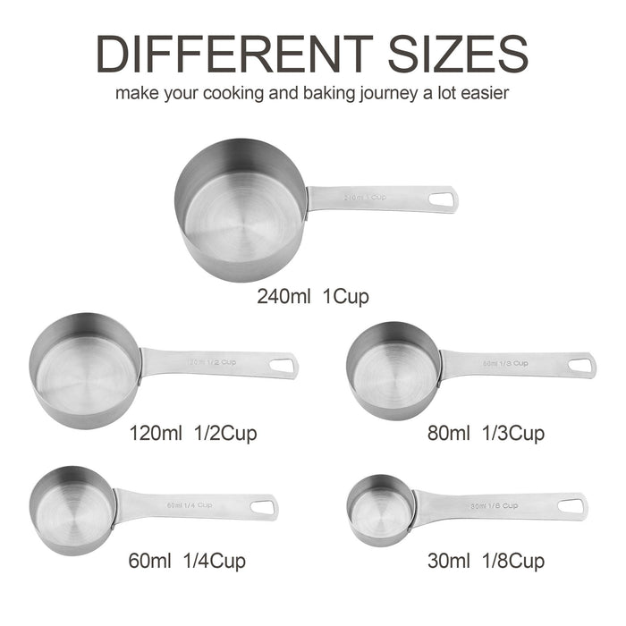 Nstezrne Measuring Cups and Spoons Set, 18/8 Stainless Steel Measuring Cups  and Spoons Set of 12, Metal Measuring Cups Set, 5 Dry Measuring Cup Set