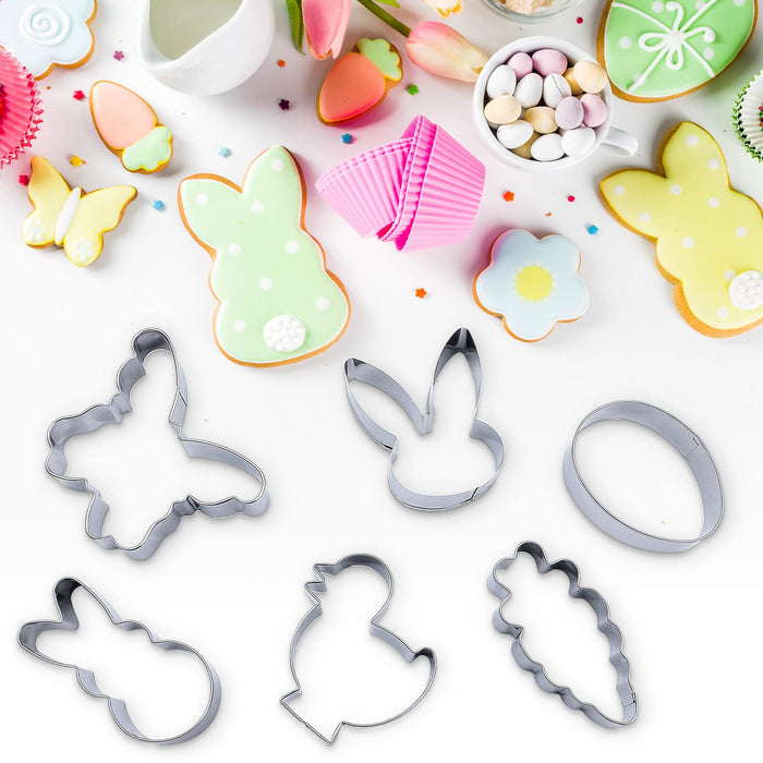 Easter Cookie Cutter Set 9 PCS Easter Cookie Cutters Egg Bunny Flower Butterfly Chick Carrot Stainless Steel Biscuit Cutters