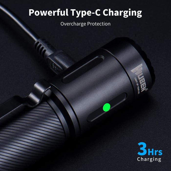 WUBEN C3 LED Flashlight USB Type-C Rechargeable 1200 Lumens
