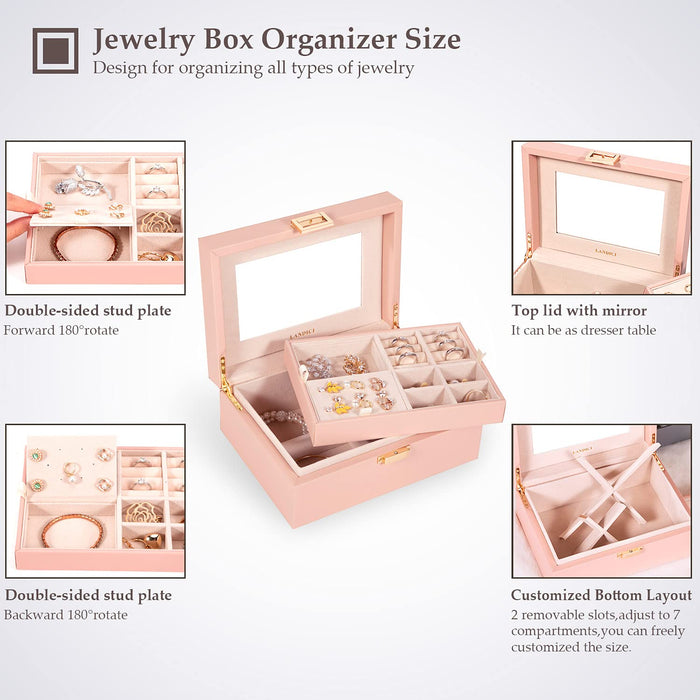 BOOVO Earring Jewelry Box For Women Girl Stud Organizer, 5 Layers Girl  Jewelry Organizer Box With Lock Earring Holder Organizer Necklace Ring  Jewelry