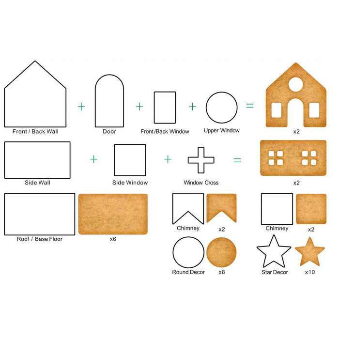 Gingerbread House Cookie Cutter Set - 3D House Cookie Cutters, Gingerbread House Kit for Holiday, Winter, Christmas