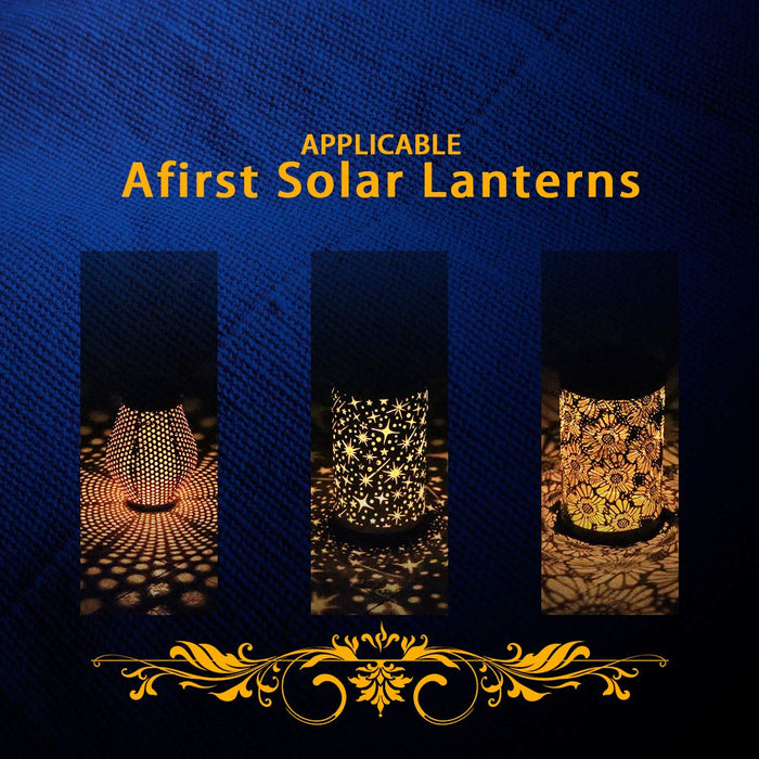 Afirst 2 Pack Solar Lantern Lights Panel  Top for Outdoor Hanging Lanterns for Garden Patio Walkway Yard （2.7" Black）