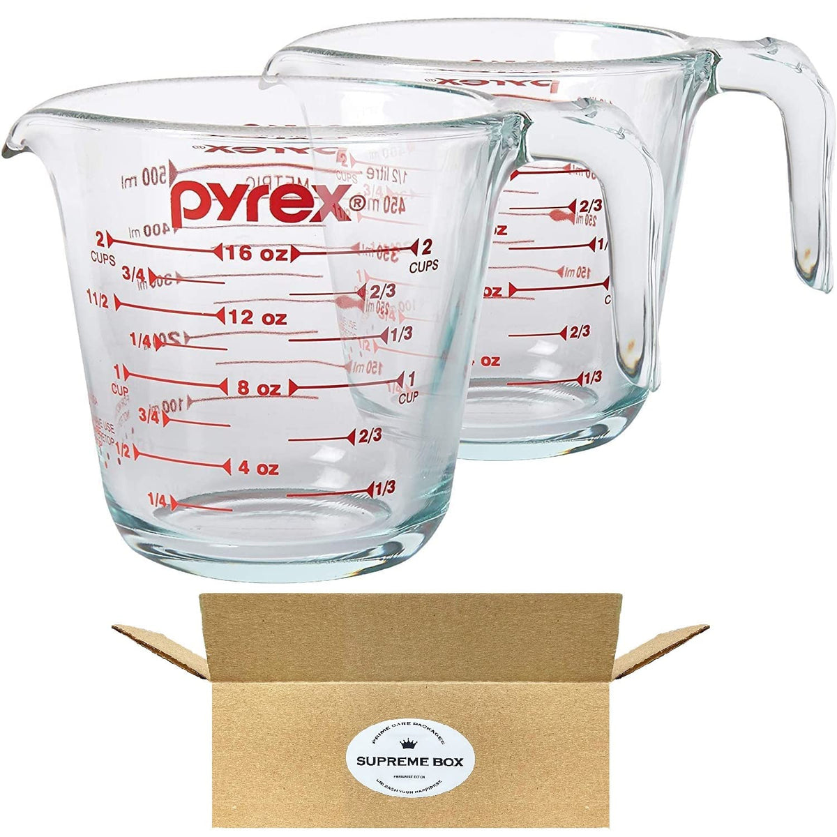 Pyrex 2 Piece Glass Measuring Cup Set, Includes 1-Cup, and 2-Cup Tempered  Glass Liquid Measuring Cups, Dishwasher, Freezer, Microwave, and Preheated