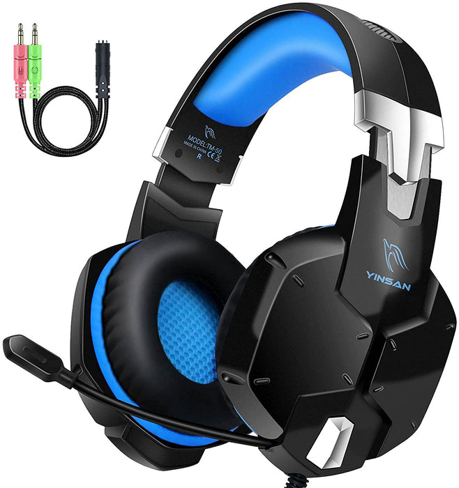 Gaming Headset for PS4 Xbox One PC PS5 Controller,Noise Cancelling Over Ear Headset with Microphone,Flip-to-Mute,Bass Surround Lightweight Headset Soft Memory Earmuffs for Laptop Mac
