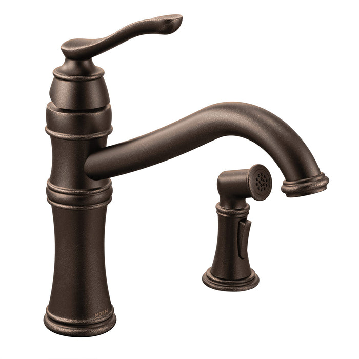 Moen Belfield Oil Rubbed Bronze One-Handle High Arc Kitchen Faucet with Side Spray, 7245ORB